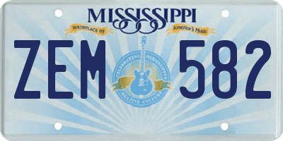 MS license plate ZEM582