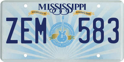 MS license plate ZEM583
