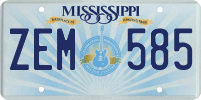 MS license plate ZEM585