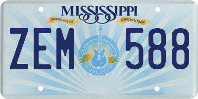 MS license plate ZEM588