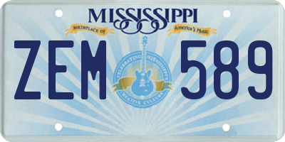 MS license plate ZEM589