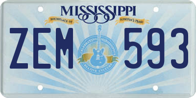 MS license plate ZEM593
