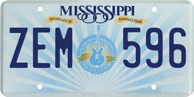 MS license plate ZEM596