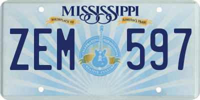 MS license plate ZEM597