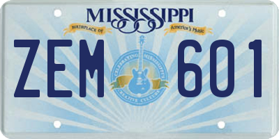 MS license plate ZEM601