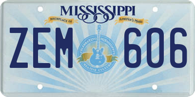 MS license plate ZEM606