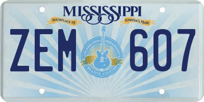 MS license plate ZEM607