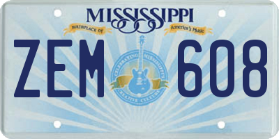 MS license plate ZEM608