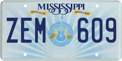 MS license plate ZEM609