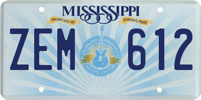 MS license plate ZEM612