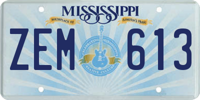 MS license plate ZEM613
