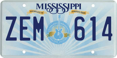 MS license plate ZEM614