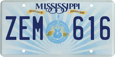 MS license plate ZEM616