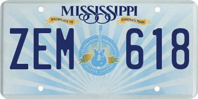 MS license plate ZEM618