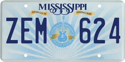 MS license plate ZEM624