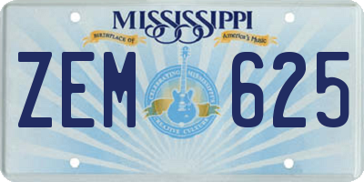 MS license plate ZEM625