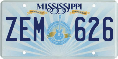 MS license plate ZEM626