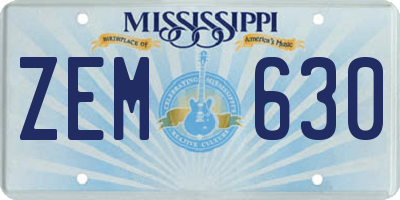 MS license plate ZEM630