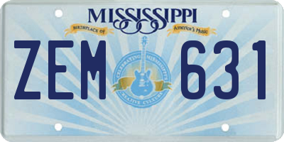 MS license plate ZEM631
