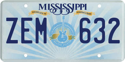 MS license plate ZEM632