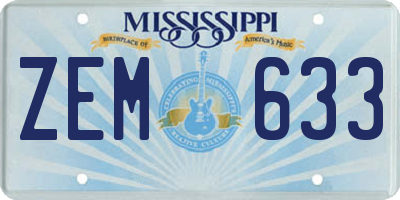 MS license plate ZEM633