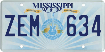 MS license plate ZEM634