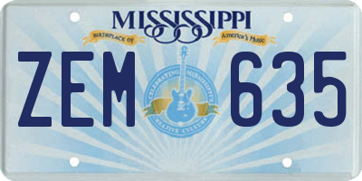 MS license plate ZEM635