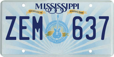 MS license plate ZEM637