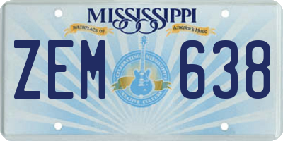 MS license plate ZEM638