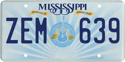 MS license plate ZEM639