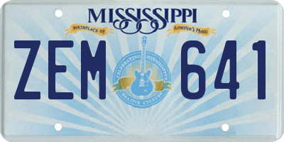 MS license plate ZEM641