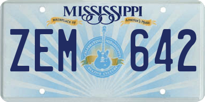 MS license plate ZEM642