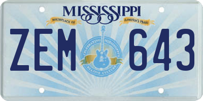 MS license plate ZEM643