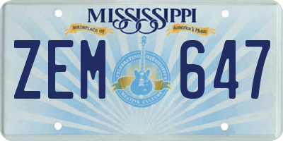 MS license plate ZEM647