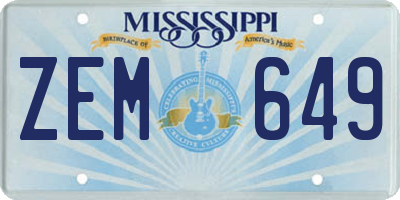 MS license plate ZEM649