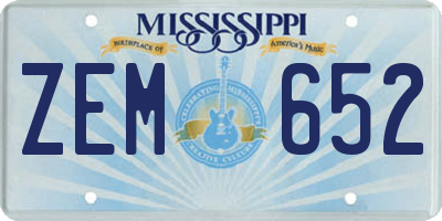 MS license plate ZEM652