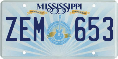 MS license plate ZEM653