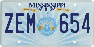 MS license plate ZEM654