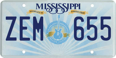 MS license plate ZEM655