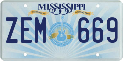 MS license plate ZEM669