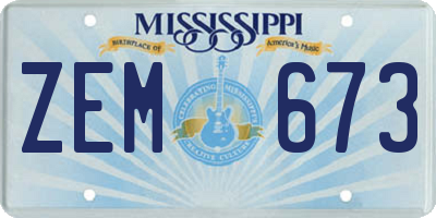 MS license plate ZEM673