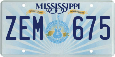 MS license plate ZEM675