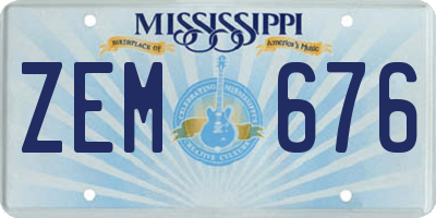 MS license plate ZEM676