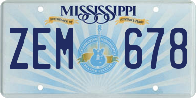 MS license plate ZEM678