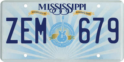 MS license plate ZEM679