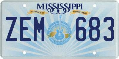 MS license plate ZEM683