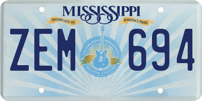 MS license plate ZEM694