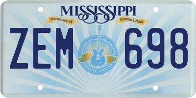 MS license plate ZEM698