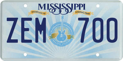 MS license plate ZEM700
