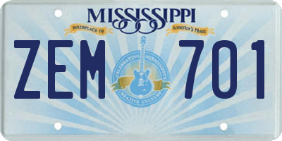 MS license plate ZEM701